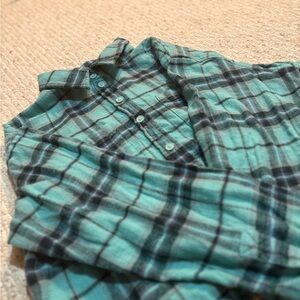 Teal Plaid Shirt Cropped
